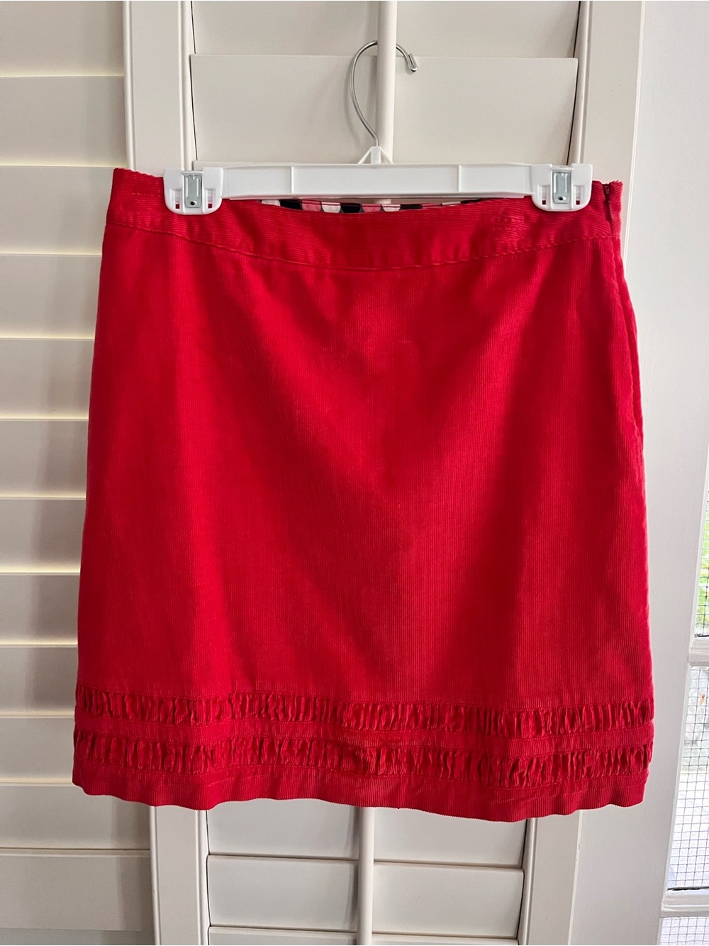 Boden- Bright Red Mini Skirt with Subtle Hem Detailing